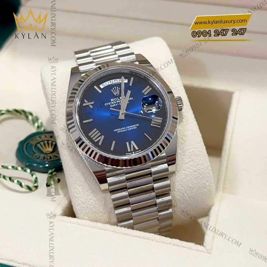 Kỳ Lân Luxury rolex day date 40 xanh ombre 228239 0076 9 Đồng hồ Rolex Day‑Date 40 xanh dương ombré 228239-0076