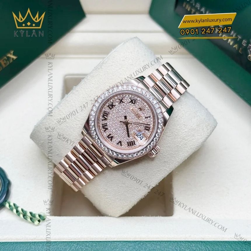 Kỳ Lân Luxury rolex lady datejust 28 kim cuong 279135rbr 0022 5 Đồng hồ Rolex Lady Datejust 28 mặt kim cương 279135RBR-0022