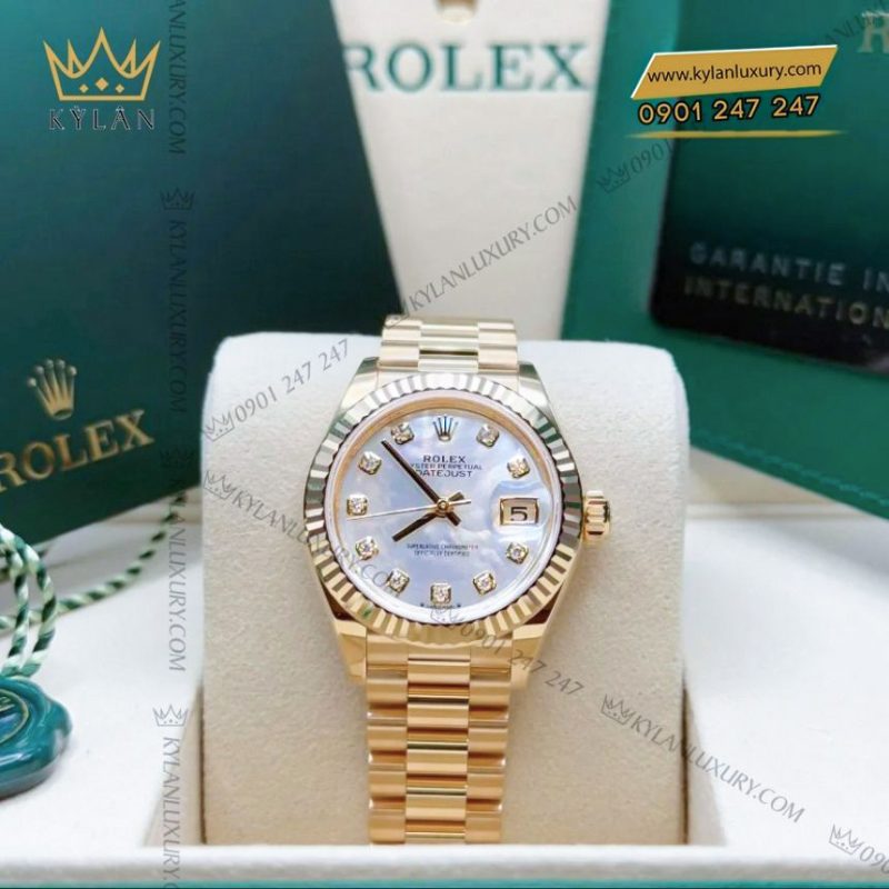 Đồng hồ Rolex Lady Datejust 28 vàng vàng ngọc trai 279178-0025