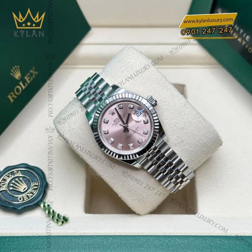 Kỳ Lân Luxury rolex lady datejust hong kim cuong 279174 0003 10 Đồng hồ Rolex Lady Datejust hồng cọc kim cương 279174-0003