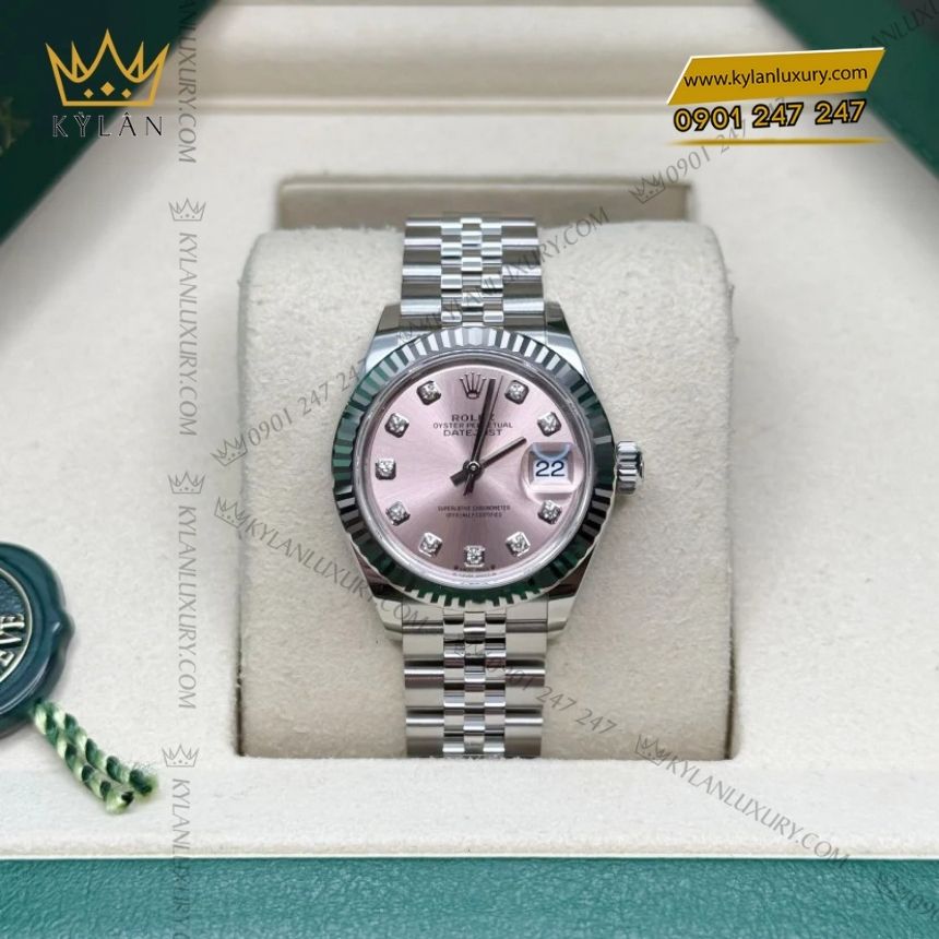 Kỳ Lân Luxury rolex lady datejust hong kim cuong 279174 0003 6 Đồng hồ Rolex Lady Datejust hồng cọc kim cương 279174-0003