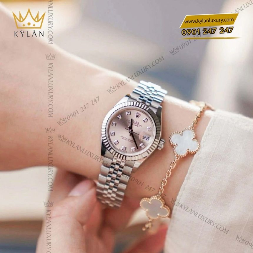Kỳ Lân Luxury rolex lady datejust hong kim cuong 279174 0003 9 Đồng hồ Rolex Lady Datejust hồng cọc kim cương 279174-0003