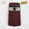Điện thoai Vertu Agent Q da cá nâu custom vàng hồng