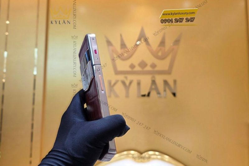 Điện thoai Vertu Agent Q da cá nâu custom vàng hồng