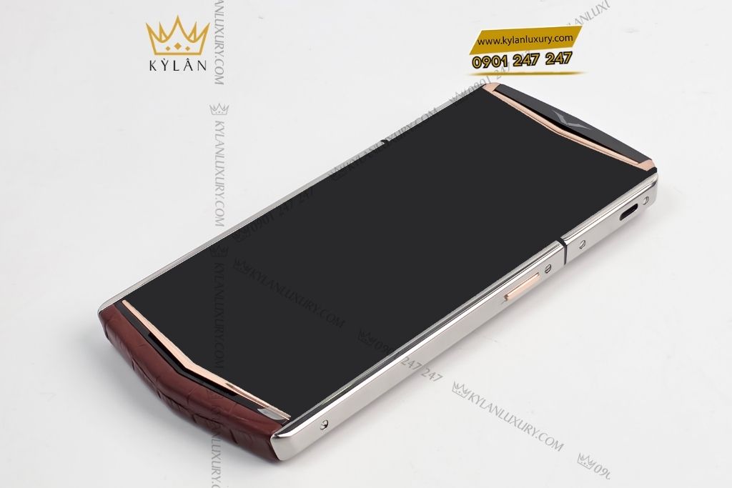 Kỳ Lân Luxury vertu agent q nau custom vang hong 5 Điện thoai Vertu Agent Q da cá nâu custom vàng hồng