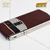 Điện thoai Vertu Agent Q da cá nâu custom vàng hồng