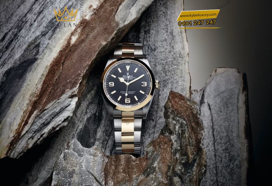 Rolex Explorer 36mm 124273 Rolesor vàng thép mặt đen