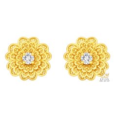 Bông tai Hoa Mai vàng Au750 đính kim cương
