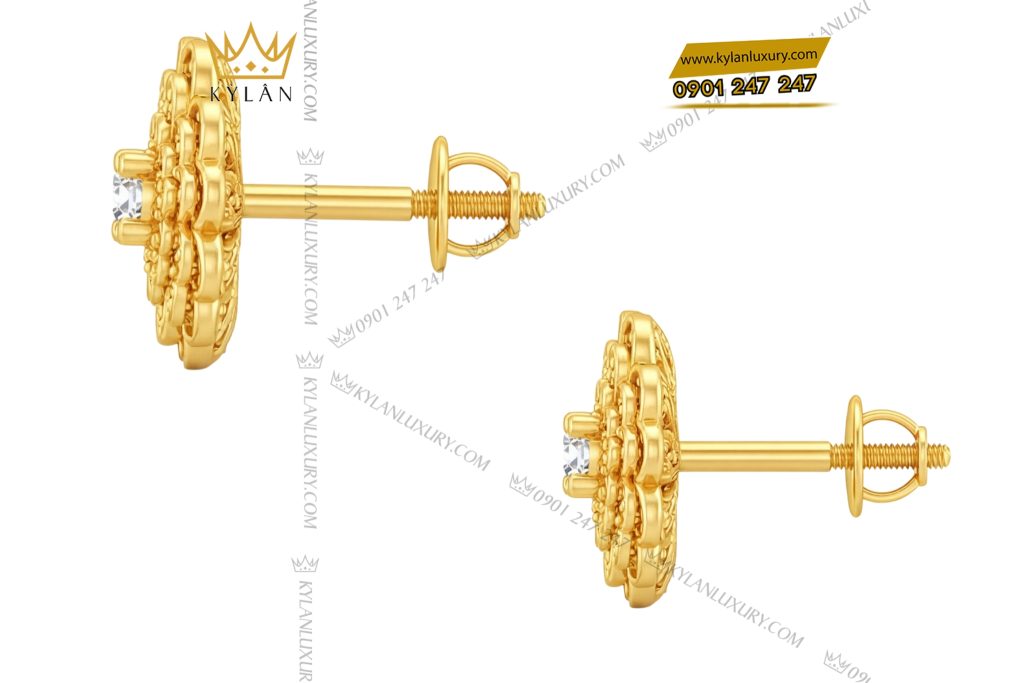 Bông tai Hoa Mai vàng Au750 đính kim cương
