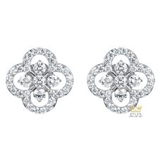 Bông tai vàng trắng Au750 đính kim cương