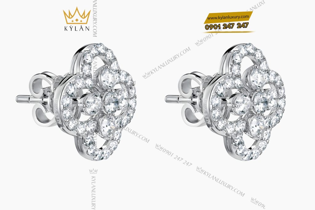 Bông tai vàng trắng Au750 đính kim cương 5 Bông tai vàng trắng Au750 đính kim cương