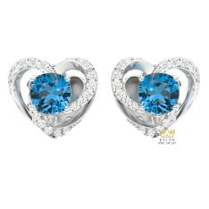 Bông tai vàng trắng Au750 đính kim cương và đá Topaz