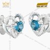 Bông tai vàng trắng Au750 đính kim cương và đá Topaz