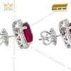 Bông tai vàng trắng Au750 đính kim cương và đá sapphire đỏ