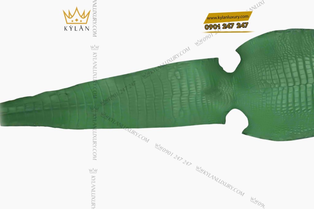 Kỳ Lân Luxury Da ca Alligator nguyen con xanh luc dam 6 Da cá Alligator nguyên con xanh lục đậm