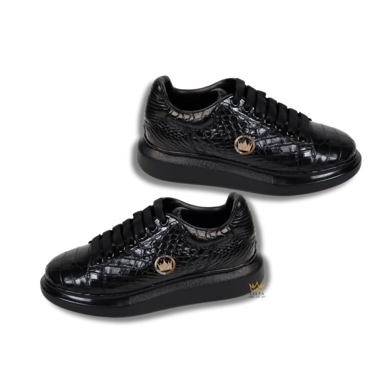 Giày bata da cá Alligator đính logo vương miện vàng Au750 và kim cương