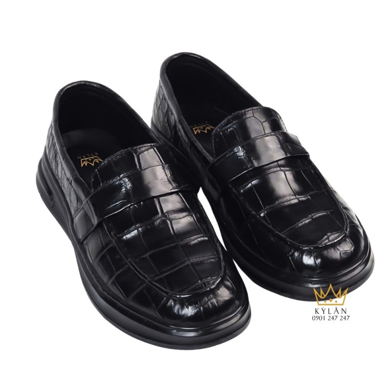 Giày da cá Alligator black