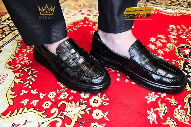 Giày da cá Alligator black