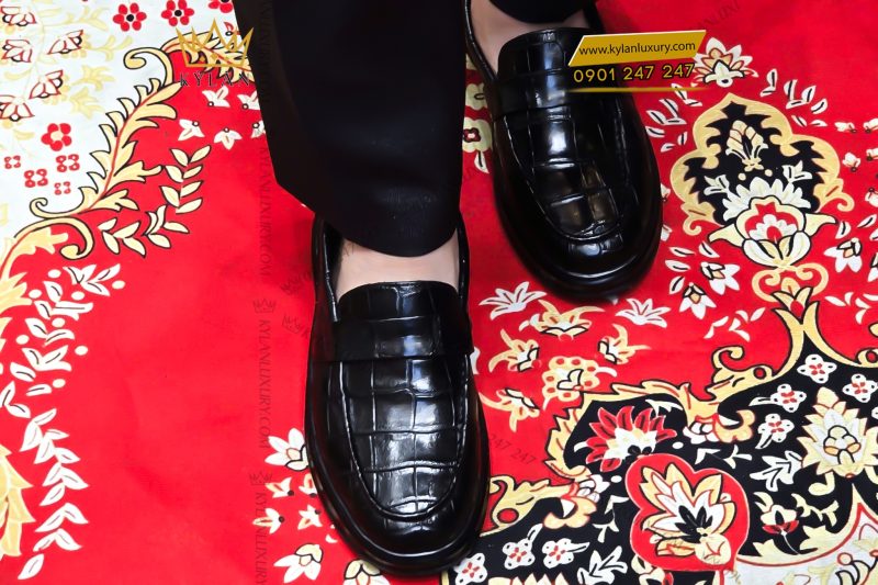 Giày da cá Alligator black
