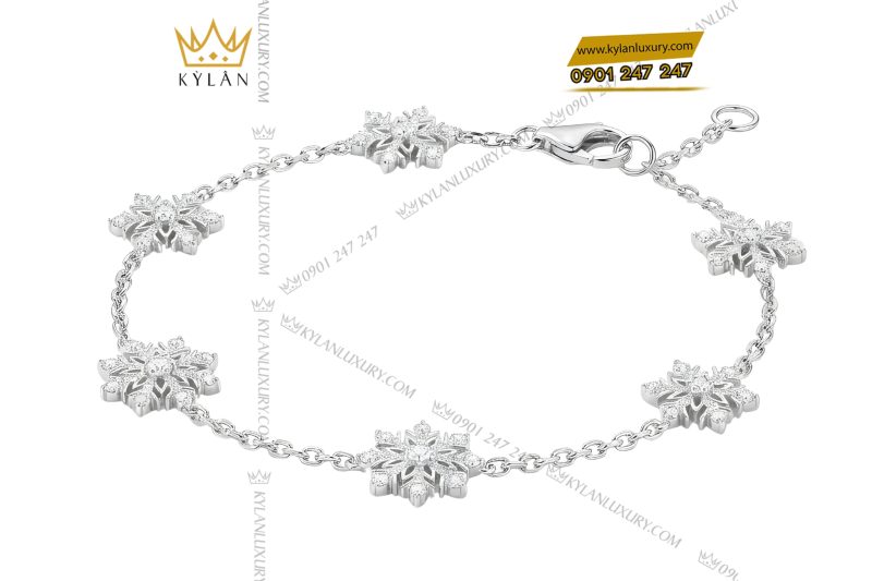 Lắc tay hoa tuyết vàng trắng Au750 đính kim cương