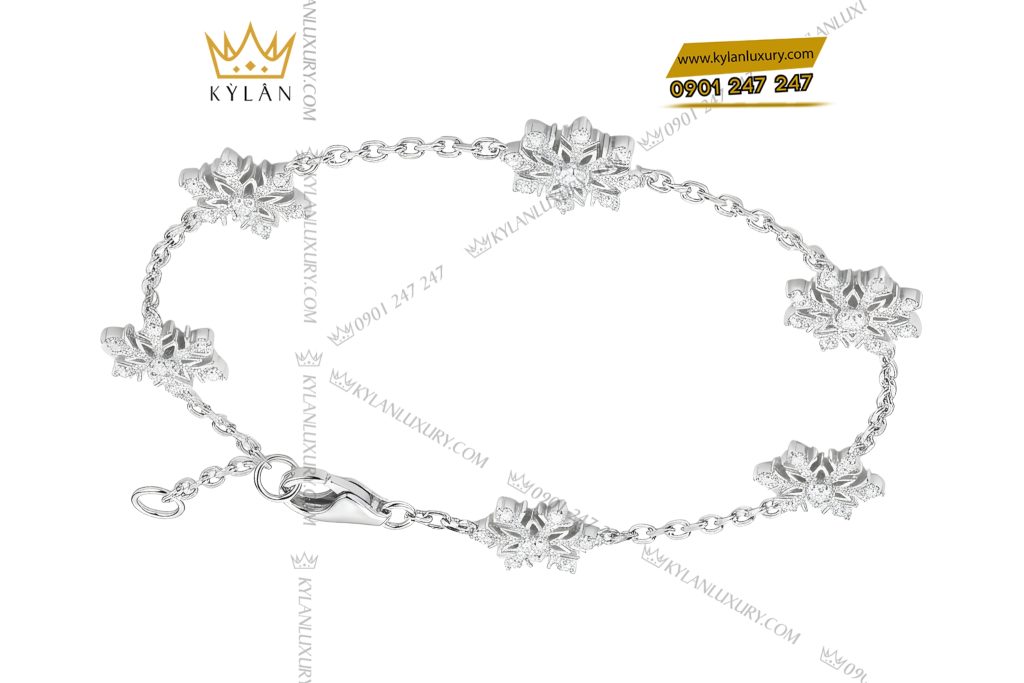 Lắc tay hoa tuyết vàng trắng Au750 đính kim cương 10 Kỳ Lân Luxury Lac tay hoa tuyet vang trang Au750 dinh kim cuong 13 Lắc tay hoa tuyết vàng trắng Au750 đính kim cương