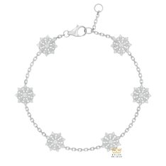 Lắc tay hoa tuyết vàng trắng Au750 đính kim cương Lắc tay hoa tuyết vàng trắng Au750 đính kim cương