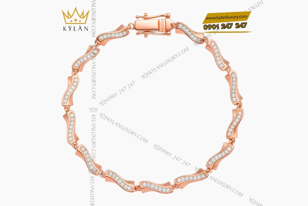 Lắc tay vàng hồng Au750 đính kim cương 2 Lắc tay vàng hồng Au750 đính kim cương
