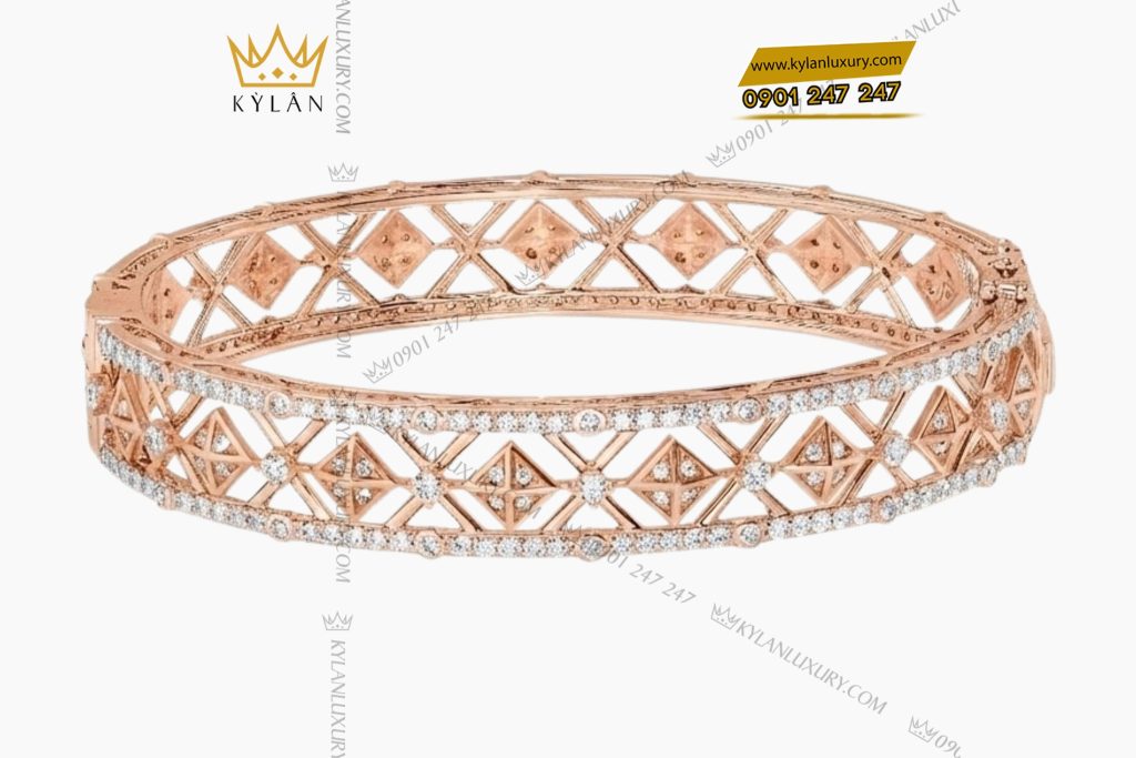 Lắc tay vàng hồng Au750 đính kim cương 3 Lắc tay vàng hồng Au750 đính kim cương