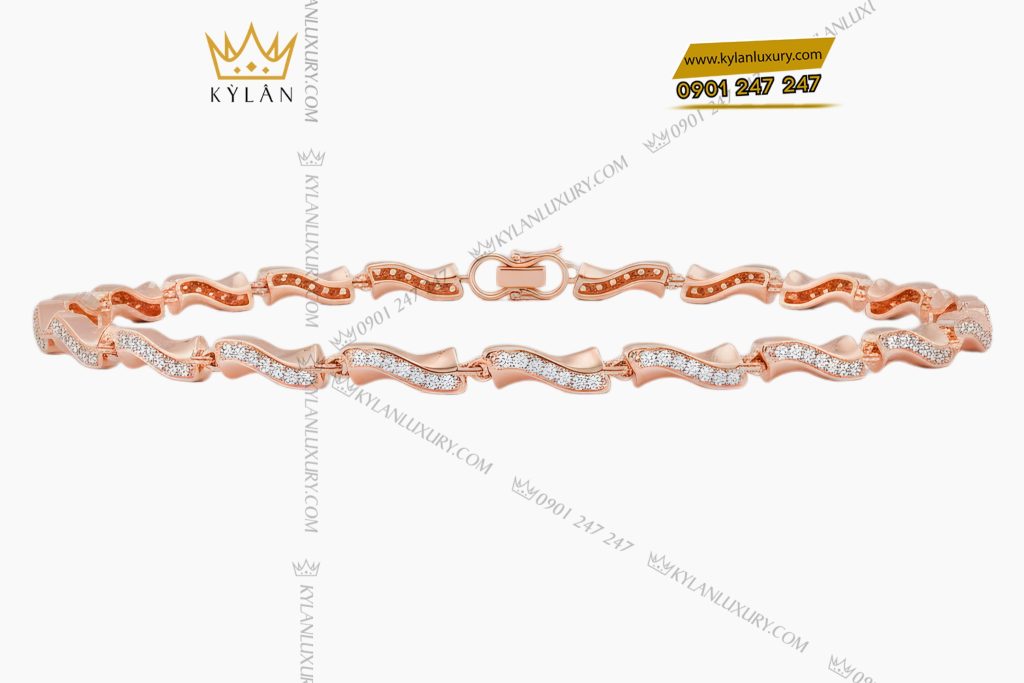 Lắc tay vàng hồng Au750 đính kim cương 3 Lắc tay vàng hồng Au750 đính kim cương