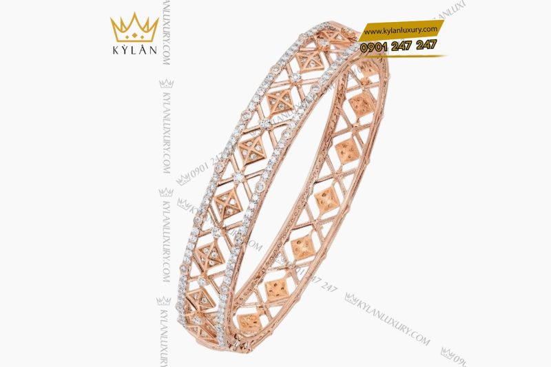 Lắc tay vàng hồng Au750 đính kim cương