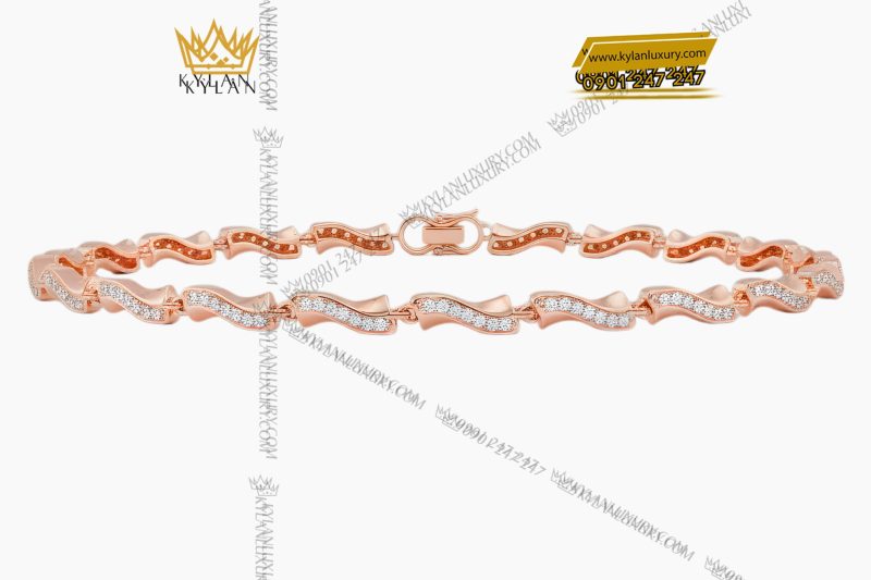 Lắc tay vàng hồng Au750 đính kim cương