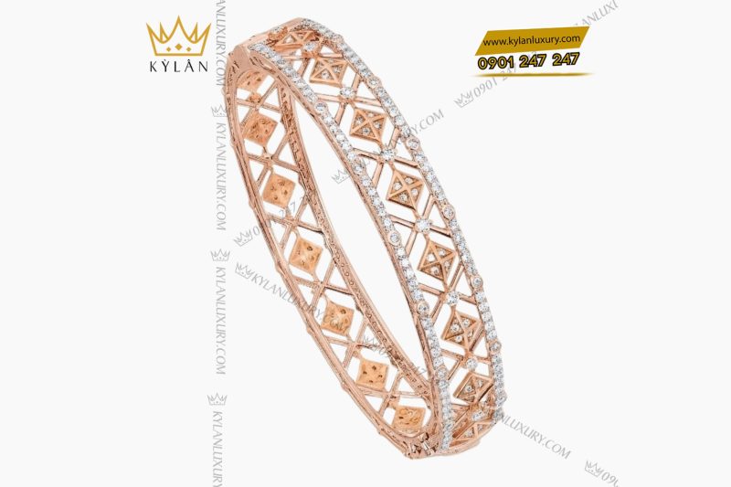 Lắc tay vàng hồng Au750 đính kim cương