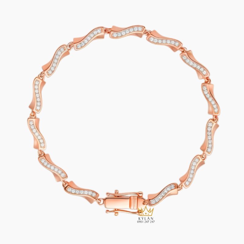 Lắc tay vàng hồng Au750 đính kim cương