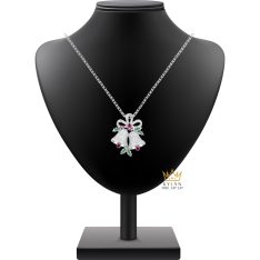 Mặt dây chuyền chuông vàng trắng Au750 đính kim cương và đá quý Mặt dây chuyền chuông vàng trắng Au750 đính kim cương và đá quý