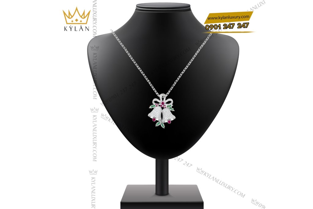 Mặt dây chuyền chuông vàng trắng Au750 đính kim cương và đá quý 6 Kỳ Lân Luxury Mat day chuyen chuong vang trang Au750 dinh kim cuong va da quy 2 Mặt dây chuyền chuông vàng trắng Au750 đính kim cương và đá quý