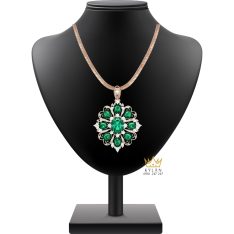 Mặt dây chuyền vàng hồng Au70 đính kim cương và đá quý xanh Mặt dây chuyền vàng hồng Au70 đính kim cương và đá quý xanh