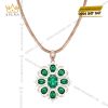 Mặt dây chuyền vàng hồng Au70 đính kim cương và đá quý xanh