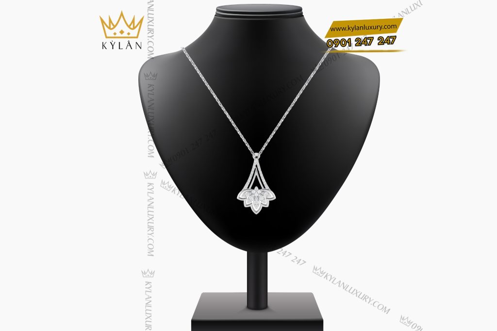 Mặt dây chuyền vàng trắng Au750 đính kim cương