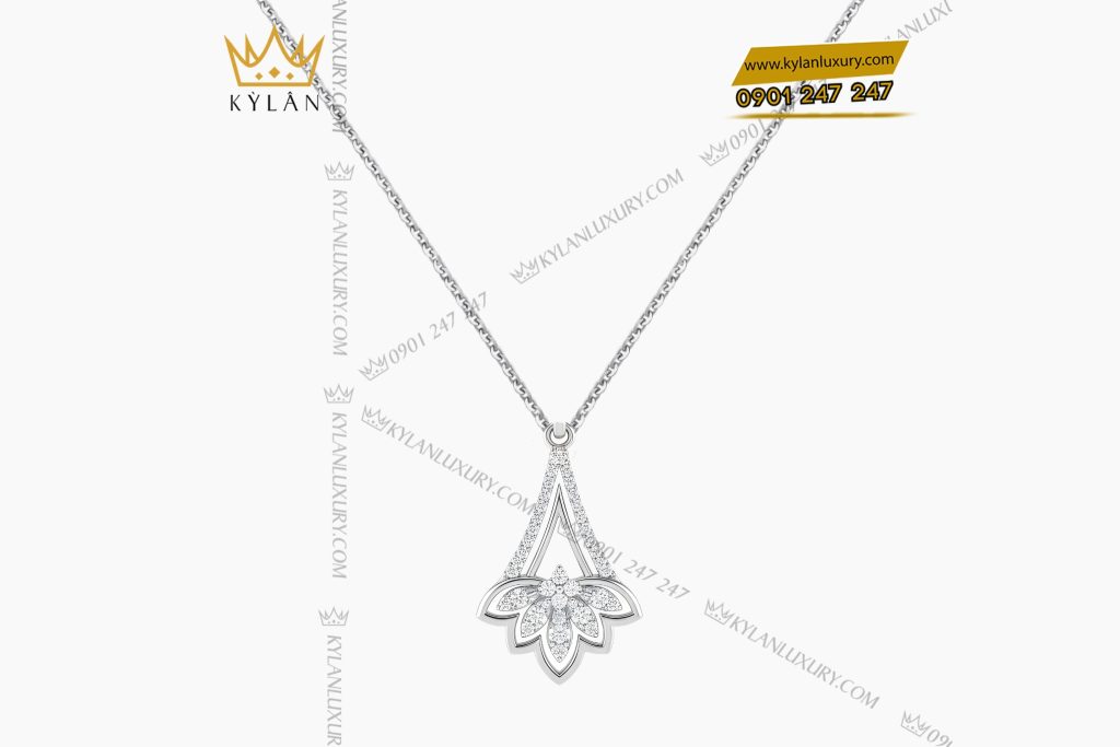 Kỳ Lân Luxury Mat day chuyen vang trang Au750 dinh kim cuong 3 Mặt dây chuyền vàng trắng Au750 đính kim cương