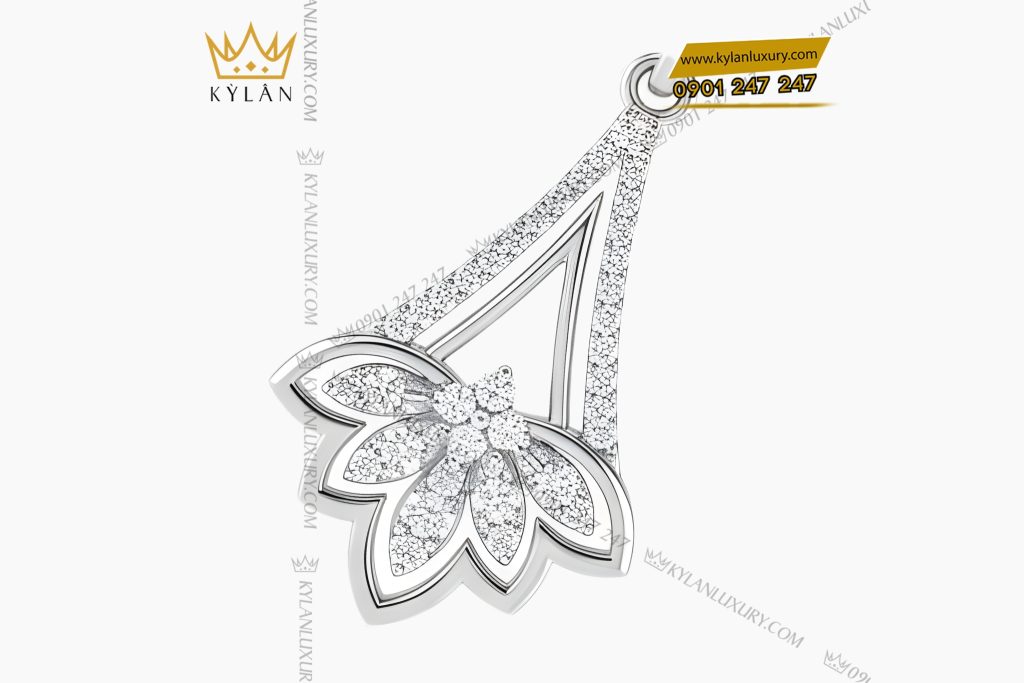 Mặt dây chuyền vàng trắng Au750 đính kim cương