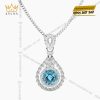 Mặt dây chuyền vàng trắng Au750 đính kim cương và đá Topaz
