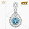 Mặt dây chuyền vàng trắng Au750 đính kim cương và đá Topaz