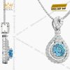 Mặt dây chuyền vàng trắng Au750 đính kim cương và đá Topaz