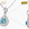 Mặt dây chuyền vàng trắng Au750 đính kim cương và đá Topaz