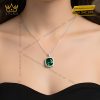 Mặt dây chuyền vàng trắng Au750 đính kim cương và đá ngọc lục bảo