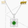 Mặt dây chuyền vàng trắng Au750 đính kim cương và đá quý xanh