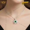 Mặt dây chuyền vàng trắng Au750 đính kim cương và đá quý xanh
