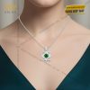 Mặt dây chuyền vàng trắng Au750 đính kim cương và đá quý xanh