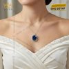 Mặt dây chuyền vàng trắng Au750 đính kim cương và đá sapphire xanh