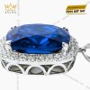 Mặt dây chuyền vàng trắng Au750 đính kim cương và đá sapphire xanh